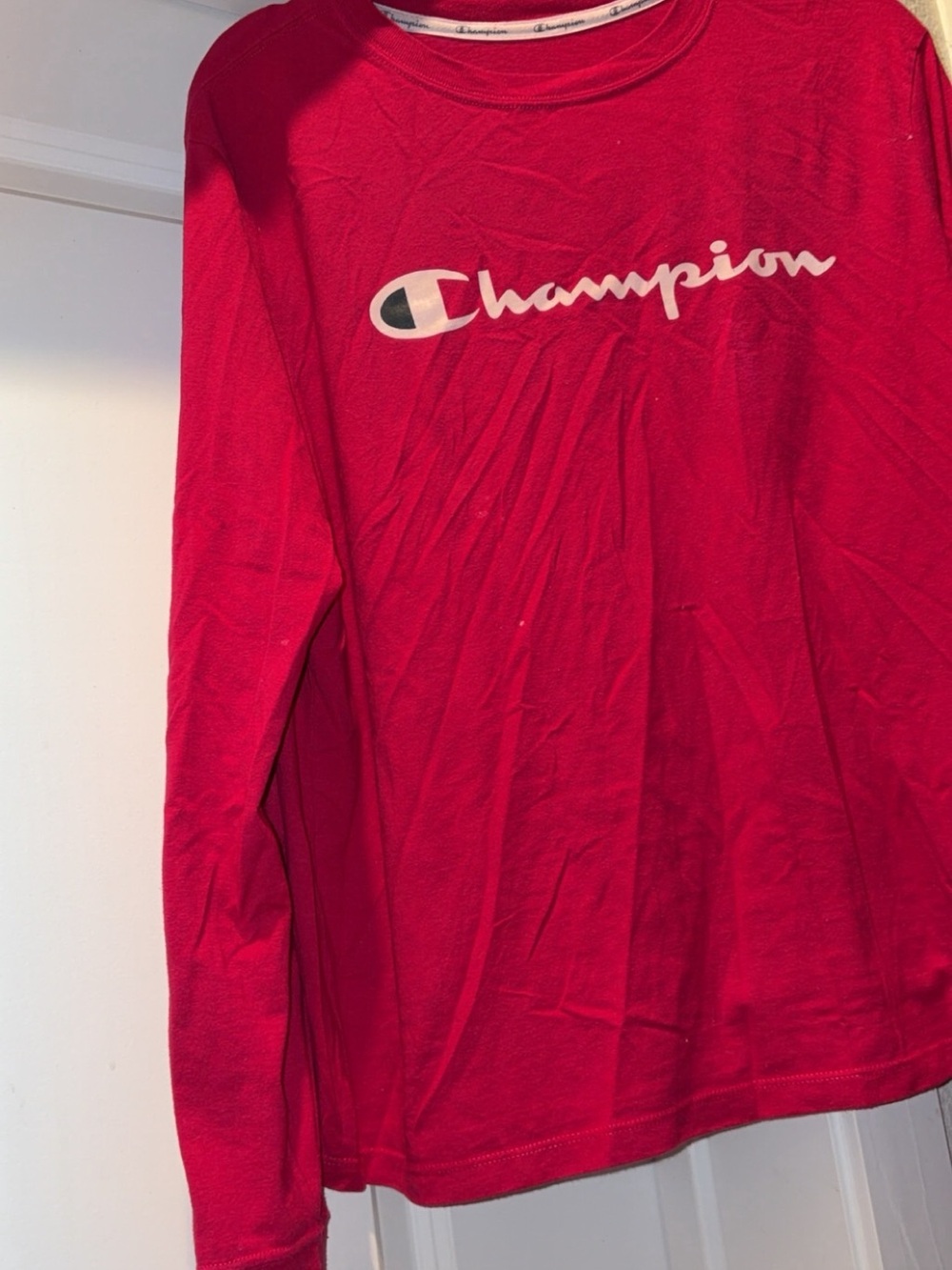 Champion Bright Red Long Sleeve Logo Shirt 2 piece top and bottom
